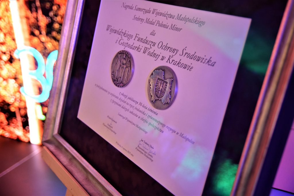 Srebrny Medal Polonia Minor dla Wojewódzkiego Funduszu Ochrony Środowiska i Gospodarki Wodnej w Krakowie